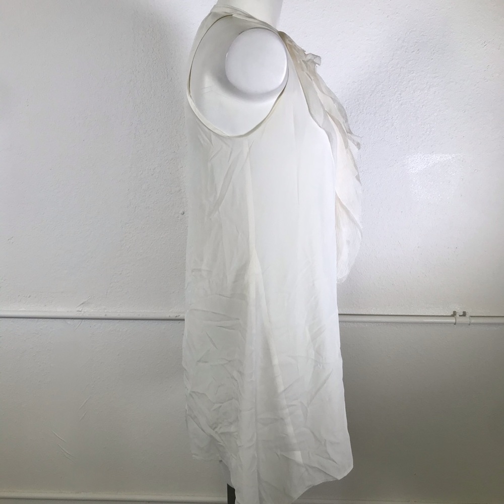VINCE Ivory Silk Blend Ruffle Tunic - Picture 3 of 7
